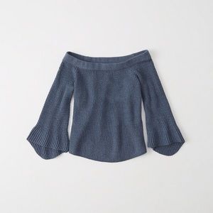 Off the shoulder bell sleeve sweater